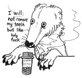ambiguous_gender blunt claws drugs feral fur lexapro profanity solo text tired whiskers ink-the-artist borzoi canid canine canis domestic_dog hunting_dog mammal sighthound 2025 english_text hi_res
