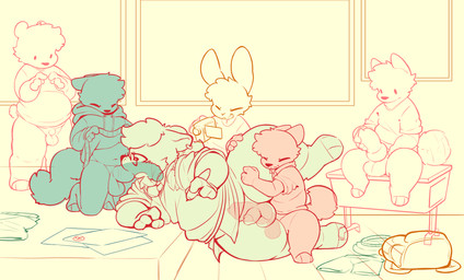 adult_on_young age_difference anthro classroom doggystyle from_behind_position genitals group knot knotted_penis knotting male male/male penis school sex student sucking teacher teacher_and_student teacher_clothing young young_anthro young_male kai_oshima bear canid canine canis domestic_dog fox hybrid lagomorph leporid mammal rabbit wolf wolfdog absurd_res guide_lines hi_res sketch sketch_page