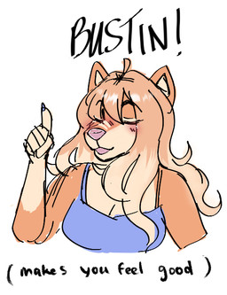 5_fingers ahoge anthro blue_clothing blue_topwear blush blush_lines breasts camisole claws cleavage clothed clothing countershade_face countershade_torso countershading dialogue eyes_closed female finger_claws fingers fur gesture gloves_(marking) hair hair_between_eyes hand_gesture markings open_mouth pink_nose pink_tongue pointing pointing_up simple_background solo tan_body tan_fur tan_hair text tongue topwear wavy white_background blushpuppi butterscotch_(blushpuppi) canid canine canis domestic_dog mammal shiba_inu spitz 2022 colored_sketch english_text half-length_portrait meme portrait sketch