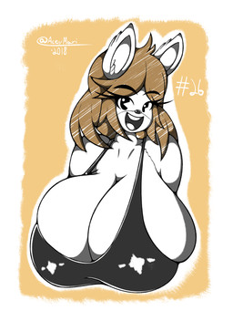 anthro big_breasts breasts cleavage clothed clothing eyebrow_through_hair eyebrows eyelashes eyelashes_through_hair female hair huge_breasts looking_at_viewer number open_mouth open_smile smile solo text topwear translucent translucent_hair aceymari inktober june_(jinu) canid canine canis domestic_dog mammal shiba_inu spitz 2018 3:4 absurd_res artist_name bust_portrait dated digital_drawing_(artwork) digital_media_(artwork) english_description hi_res portrait restricted_palette