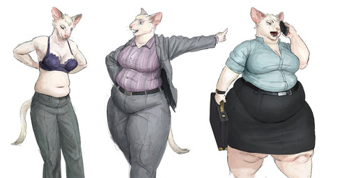 anthro belt bottomwear bra briefcase clothing collared_shirt dress_shirt dressing electronics female fur high_waisted_bottomwear holding_object jacket overweight overweight_anthro overweight_female pants phone shirt simple_background skirt slightly_chubby solo suit topwear underwear weight_gain white_background white_body white_fur cettus sigfrid_brandvold domestic_cat felid feline felis mammal 2021 hi_res sequence