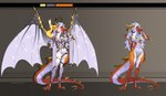 anthro crown female hair headgear horn long_tail orange_body princess queen royalty scales solo tail white_hair smolevn mythology dragon mythological_creature mythological_scalie scalie hi_res