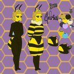 antennae_(anatomy) anthro balls blonde_hair clothing color_swatch crown dark_sclera erection exoskeleton eyelashes foreskin genitals hair headgear honeycomb_(pattern) honeycomb_background legwear male mandibles multicolored_body neck_tuft nude pattern_background pattern_clothing pattern_legwear penis purple_eyes simple_background solo stinger striped_clothing striped_legwear stripes thorax tuft two_tone_body wings bonebees lenny_face adrian_(bonebees) arthropod bee hymenopteran insect 1:1 2024 digital_drawing_(artwork) digital_media_(artwork) full-length_portrait hi_res meme model_sheet portrait watermark