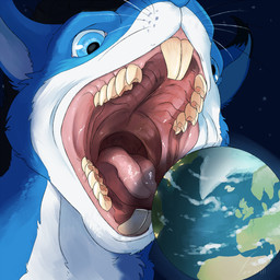 anthro black_body black_ears black_fur blue_body blue_ears blue_eyes blue_fur blue_nose bodily_fluids cloud cosmic_background countershading earth front_view fur glistening glistening_eyes glistening_tongue imminent_oral_vore imminent_vore macro male mouth_shot object_vore open_mouth pink_tongue planet planet_dwarfing planet_vore saliva saliva_on_tongue solo space space_background tan_teeth teeth terra_macro tongue vore whiskers white_body white_fur white_inner_ear zeem swampjaws mammal rodent sciurid tree_squirrel 1:1 signature