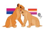 bisexual_pride_colors duo eyes_closed female female/female feral head_to_head lesbian_pride_colors lgbt_pride orange_lesbian_pride_colors pride_colors simple_background sitting smile white_background kingsimba disney the_lion_guard the_lion_king tiifu_(the_lion_guard) vitani_(the_lion_king) felid lion mammal pantherine absurd_res hi_res