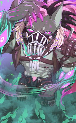 anthro belt claws clothing collar hair hairless looking_at_viewer looking_up looking_up_at_viewer male muzzle_(object) open_belt pink_hair pink_pubes pubes purple_eyes solo topwear vest wire_basket_muzzle reneksus dislyte lilith_games liam_(dislyte) canid canine canis domestic_dog hairless_dog mammal primitive_dog xoloitzcuintli 5:8 absurd_res hi_res