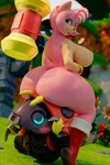 ambiguous_gender anthro areola big_breasts big_butt blush breasts butt duo female grass green_eyes hammer looking_back maul nipples nude outside plant tools geodat64 sega sonic_the_hedgehog_(series) amy_rose warfare_amy eulipotyphlan hedgehog mammal motobug 2:3 3d_(artwork) digital_media_(artwork) hi_res