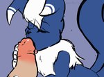anthro eyes_closed fluffy genitals licking male male/male oral penile penis penis_lick rubbing rubbing_penis sex size_difference tongue lavenderscent nintendo pokemon felid generation_6_pokemon human mammal meowstic pokemon_(species) animated loop