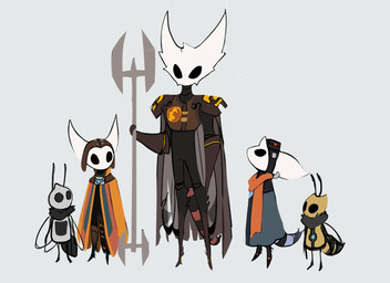 alternate_species antennae_(anatomy) anthro armor black_eyes cloak clothing ear_piercing ear_ring eyewear eyewear_on_head female goggles goggles_on_head group headgear headwear larger_male male markings melee_weapon piercing polearm ring_(marking) ring_piercing ringed_tail scarf size_difference striped_markings striped_tail stripes tail tail_markings weapon wings time_fluffy500 hollow_knight_(franchise) ratchet_and_clank sony_corporation sony_interactive_entertainment team_cherry alister_azimuth clank_(ratchet_and_clank) kit_(ratchet_and_clank) ratchet_(ratchet_and_clank) rivet_(ratchet_and_clank) arthropod bee hymenopteran insect lombax mammal 2025