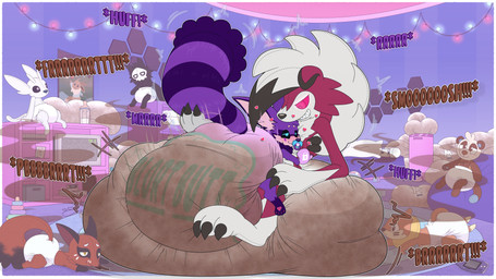 3_fingers 3_toes 4_toes ambiguous_gender anthro baby_bottle baby_powder baby_toy ball balled_up_diaper bean_bag bed bedding bedroom big_diaper bin black_sclera blanket block blush blush_lines bondage_gear bondage_gloves border brown_body brown_claws brown_ear_tips brown_finger_claws brown_nose brown_toe_claws carpet carpeted_floor character_plushie claws clean_diaper clothed clothing color_coded_text container controller crt diaper diaper_fetish diaper_humping diaper_only diaper_pail diaper_sex diapered_plushie dipstick_ears discarded_diaper duo ear_markings electronics excessive_feces feces feet finger_claws fingers floor folded_diaper fur furniture game_cartridge game_case game_console game_controller gloves_(marking) glowing glowing_eyes grinding handwear heart_symbol hitachi_magic_wand holding_another holding_tail hug huge_diaper hugging_object hugging_plushie hyper hyper_diaper hyper_feces hyper_soiling inner_ear_fluff inside leg_markings lock_symbol markings masturbation milk motion_lines multicolored_body multicolored_ears multicolored_fur multicolored_pacifier narrowed_eyes neck_tuft object_in_mouth on_rug pacifier pacifier_in_mouth pawpads pillow pink_bed pink_body pink_bondage_gloves pink_clothing pink_fur pink_handwear pink_inner_ear pink_inner_ear_fluff pink_pawpads plushie plushie_humping plushophilia pokemon_plushie pooping poster poster_(object) purple_blanket purple_body purple_fur purple_nose purple_tail red_body red_ears red_sclera ring_(marking) ringed_eyes ringed_tail rug seam_(sewing) sex_toy sharp_teeth shelf sitting sitting_on_diaper smile socks_(marking) soiled_diaper soiling soiling_diaper sound_effects static stink_fumes string_lights striped_markings striped_tail striped_wall stripes tail tail_markings teeth text text_on_diaper toe_claws toes toothy_grin topless trash_can tuft unclean_diaper used_diaper using_diaper vibrator vowelless vowelless_sound_effect vowelless_vocalization wall_decoration wand_vibrator wavy_mouth wavy_smile wearing_diaper white_body white_border white_diaper white_pillow white_tail tenerius celeste_(game) changed_(video_game) game_boy_advance game_boy_family hitachi kirby's_dream_land_3 kirby_(series) mario_bros microsoft nintendo ori_(series) playstation playstation_2 pokemon sony_corporation sony_interactive_entertainment super_mario_world super_nintendo xbox_game_studios denki_(kuwareru) gooey_(kirby) kirby madeline_(celeste) mario ori_(ori) puro_(changed) yoshi_(character) animate_inanimate bear buizel eevee eeveelution generation_1_pokemon generation_4_pokemon generation_7_pokemon generation_8_pokemon giant_panda hybrid living_plushie lycanroc mammal midnight_lycanroc nickit pokemon_(species) procyonid raccoon vaporeon 16:9 2026 absurd_res english_text hi_res widescreen