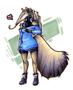 anthro big_tail dreadlocks female heart_symbol long_snout long_tongue looking_at_viewer snout solo tail tongue purpleweeble anteater giant_anteater mammal pilosan xenarthran
