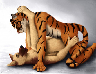 anal anal_penetration anthro anthro_on_anthro anthro_penetrated anthro_penetrating anthro_penetrating_anthro brown_body brown_fur duo erection fur intimate male male/male male_penetrated male_penetrating male_penetrating_male nude orange_body orange_fur penetration sex simple_background striped_body striped_fur stripes tongue tongue_out warpaws_(artist) canid canine canis domestic_dog felid german_shepherd herding_dog mammal pantherine pastoral_dog tiger 2015 digital_media_(artwork)