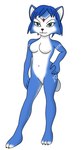 anthro belly bichi breasts domestic ears_up featureless_breasts featureless_crotch feet female hand_on_hip navel solo tail toes wide_hips freeguyfan776 nintendo star_fox krystal_(star_fox) canid canine fox mammal hi_res