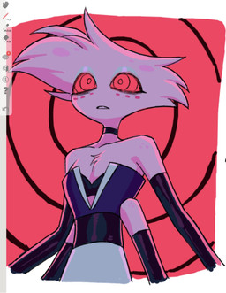 art_program_in_frame clothed clothing dress hypnosis hypnotic_eyes male mind_control solo swirl enaic31 hazbin_hotel hellaverse angel_dust arachnid arthropod demon humanoid spider hi_res