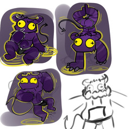 anthro clothing handstand horn hornde_lines jockstrap male purple_body solo spade_tail sweater tail topwear underwear zam demon 1:1