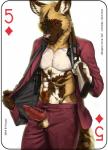 2018 abs african_wild_dog animal_genitalia animal_penis anthro balls canid canine canine_genitalia canine_penis card card_template clothed clothing copyright_symbol diamonds_(suit) digital_media_(artwork) english_text erection five_of_diamonds fonyaa fur genitals gun handgun holding_gun holding_object holding_ranged_weapon holding_weapon humanoid_genitalia humanoid_penis hybrid_genitalia hybrid_penis knot knotted_humanoid_penis male mammal muscular muscular_anthro muscular_male pecs penis penis_through_fly playing_card playing_card_template poking_out ranged_weapon shotgun simple_background smile solo standing suit_symbol symbol text weapon