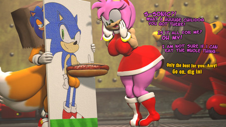 aircraft airplane anthro bag bag_over_head big_butt boots breasts butt chilidog clothed clothing deception dialogue drawing_(object) dress duo erection female food food_on_penis footwear fur genitals gloves green_eyes hair handwear looking_at_genitalia looking_at_penis male male/female open_mouth paper_bag penis pink_body shoes standing tail teeth text vehicle sarah_dellen sega sonic_the_hedgehog_(series) amy_rose miles_prower sonic_the_hedgehog canid canine eulipotyphlan fox hedgehog mammal 16:9 3d_(artwork) 4k absurd_res digital_media_(artwork) english_text hi_res source_filmmaker_(artwork) widescreen