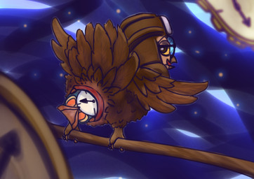 clock feral male sex_toy solo toony rednetrab69 mobile_legends diggie_(mlbb) avian bird owl hi_res