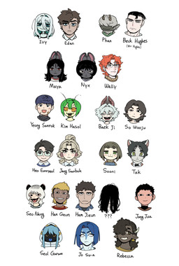 2_horns antennae_(anatomy) anthro apron bandaged_face bandaged_neck bangs barbell_piercing black_body black_bow_tie black_clothing black_ears black_eyebrows black_eyes black_hair black_scales black_shirt black_sweater black_text black_topwear blonde_hair blue_body blue_clothing blue_eyebrows blue_eyes blue_hair blue_hoodie blue_overalls blue_scales blue_sweater blue_tongue blue_topwear blush blush_stickers bow_tie bowl_cut brown_body brown_clothing brown_eyes brown_hair brown_skin brown_sweater brown_topwear closed_frown closed_smile clothed clothed_anthro clothed_female clothed_human clothed_humanoid clothed_male clothing collarbone collared_shirt ear_piercing ear_ring ear_tag eyebrow_barbell eyebrow_piercing eyebrows eyelashes eyewear facial_piercing female female_anthro female_human female_humanoid freckled_face freckles frown fur glasses green_clothing green_hair green_shirt green_topwear grey_body grey_ears grey_eyebrows grey_eyelashes grey_fur grey_hair grey_horn group hair hair_over_eye hair_over_eyes half-closed_eyes happy hood_up hoodie horn long_hair male male_anthro male_human mandibles markings mature_human mature_male mole_(marking) mouth_closed multicolored_clothing multicolored_hair multicolored_hoodie multicolored_shirt multicolored_topwear narrowed_eyes open_mouth open_smile orange_clothing orange_eyes orange_hair orange_shirt orange_topwear overalls pattern_clothing pattern_shirt pattern_topwear piercing pink_inner_ear pupils red_apron red_clothing red_eyes red_shirt red_topwear ring_piercing scales sharp_teeth shirt short_hair simple_background slit_pupils smile striped_clothing striped_shirt striped_topwear stripes suspenders sweater teal_hair teeth text thick_eyebrows thick_eyelashes tongue tongue_out topwear two_tone_clothing two_tone_hair two_tone_shirt two_tone_topwear undercut white_background white_body white_clothing white_fur white_hair white_hoodie white_horn white_scales white_shirt white_skin white_topwear yellow_clothing yellow_hoodie yellow_sweater yellow_topwear sparrowl baek_ji beck_hughes edan_(sparrowl) ham_jieun han_geun heo_eunryeol ivy_(sparrowl) jang_jua jang_sanbok jo_su-a kim_hasol maya_(sparrowl) nyx_(sparrowl) phan_(sparrowl) rebecca_(sparrowl) seo_nang seol_garam so_wooju sooni_(sparrowl) tak_(sparrowl) wally_(sparrowl) yeong_sanrok american_opossum american_opossum_humanoid animal_humanoid arthropod arthropod_humanoid bat bat_humanoid bison_humanoid blue-tongued_skink bovid bovid_humanoid canid canid_humanoid canine canine_humanoid caprine caprine_humanoid dog_humanoid domestic_cat felid feline felis fish fish_humanoid human humanoid insect insect_humanoid lagomorph leaf-nosed_bat leporid lizard mammal mammal_humanoid mantis mantis_humanoid marine marine_humanoid marsupial marsupial_humanoid microbat rabbit reptile reptile_humanoid scalie scalie_humanoid shark_humanoid sheep_humanoid skink snake_humanoid vampire_bat vampire_bat_humanoid yangochiropteran 2026 absurd_res character_name headshot_portrait hi_res model_sheet portrait