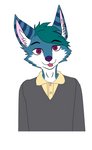 anthro clothed clothing male solo laluxorroz mirsha canid canine fox mammal half-length_portrait portrait