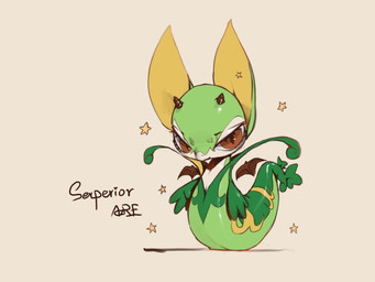 ambiguous_gender chibi feral green_body horn leaf leaf_tail looking_at_viewer pupils red_eyes shadow simple_background slit_pupils solo star tail white_body yellow_body azre nintendo pokemon generation_5_pokemon pokemon_(species) serperior 4:3 hi_res signature