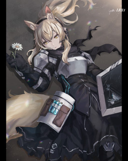 armor black_bars blonde_hair chamomile clothing electronics female flower gloves hair handwear holding_flower holding_object inner_ear_fluff microphone pauldron plant shield solo tuft yellow_eyes zipper yuuki_uyu arknights hypergryph studio_montagne nearl_(arknights) animal_humanoid equid equid_humanoid humanoid mammal mammal_humanoid 2020 hi_res pillarbox