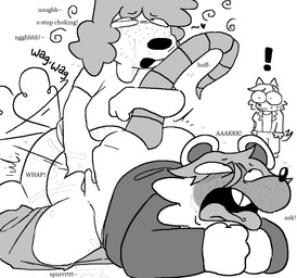 anal anthro anthro_on_anthro anthro_penetrated anthro_penetrating anthro_penetrating_anthro asphyxiation ass_up being_watched big_butt blush bodily_fluids bottomless bottomwear bottomwear_down buckteeth butt butt_grab cheek_tuft choking clothed clothing dialogue doggystyle exclamation_point eye_roll facial_tuft female from_behind_position gay_in_front_of_girls group hair half-closed_eyes hand_on_butt heart_symbol jacket kneeling looking_at_another male male/male male_penetrated male_penetrating male_penetrating_male moan motion_lines narrowed_eyes onomatopoeia open_mouth pants pants_around_ankles pants_down partially_clothed penetration penile penile_penetration sex shirt short_hair slightly_chubby slightly_chubby_anthro slightly_chubby_male sound_effects surprised sweat sweater tail tail_grab tail_hug tail_motion tailwag teeth text thick_thighs tongue tongue_out topwear trio tuft wide_hips dihcore normalsville harrod_(normalsville) peter_(normalsville) zoey_(normalsville) canid canine canis domestic_dog fox mammal mouse murid murine poodle red_fox rodent true_fox 2026 english_text