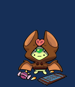 ambiguous_gender animal_costume bat_costume candy clothed clothing dessert dot_eyes food forehead_gem gem micro simple_eyes solo yellow_body discount-supervillain cartoon_network steven_universe smolidot alien gem_(species) peridot_(gem_species) alpha_channel digital_media_(artwork)