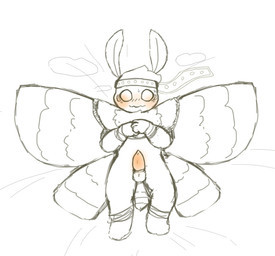 anthro bed furniture genitals lying lying_on_bed male nude on_back on_bed penis solo sekyno solace_(sekyno) arthropod insect lepidopteran moth sketch