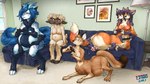 2_heads 4_arms amniotic_fluid anthro bodily_fluids breasts casual_nudity cloven_hooves dicephalic_twins digitigrade female genital_fluids group hanging_out hooved_digitigrade hooved_toes hooves multi_arm multi_head multi_limb multifur nude pregnant pregnant_taur slice_of_life tail taur_lower_pregnancy unguligrade water_break water_breaking larru-larru dixie_seterdahl katalina_molathi kitrysha_finign mindy_blaese bovid canid canid_taur canine canine_taur caprine fox fox_taur mammal mammal_taur sheep taur gynomorph_(lore)