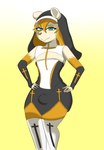 anthro bulge clothing femboy freckles hair kamilleart male nun nun_outfit pose solo kamille_(artist) kamille_dubois hi_res pinup