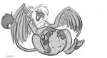 belly big_belly curling_toes feet hand_on_belly holding_belly paws pregnant solo tail teats dutch_(artist) mythology eraclea avian gryphon mythological_avian mythological_creature 2017 absurd_res hi_res monochrome smaller_version_at_source