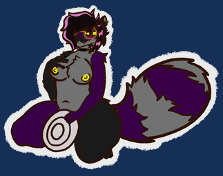 anthro blush eyewear female fur glasses grey_body kneeling markings nipples purple_body purple_fur solo striped_markings striped_tail stripes tail tail_markings yellow_nipples winrawrexe winter_ithring mammal procyonid raccoon alpha_channel