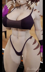 abs anthro athletic athletic_female big_breasts breasts cleavage clothed clothing fanning fanning_self female fur highleg_bottomwear huge_breasts muscular muscular_female revealing_clothes skimpy solo standing striped_body stripes wide_hips dividebyezer0 alyia_(dividebyezer0) felid mammal pantherine 3d_(artwork) 3d_animation 5:8 animated digital_media_(artwork) no_sound short_playtime webm