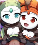 anthro blush breasts female genitals looking_at_viewer male nipples penis pokemorph owahi_ego nintendo pokemon generation_5_pokemon human humanoid legendary_pokemon mammal meloetta pokemon_(species) hi_res