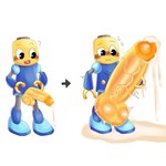 balls big_balls big_penis bodily_fluids cum cum_pool genital_fluids genitals huge_balls huge_penis hyper hyper_balls hyper_genitalia hyper_penis machine male penis solo capcom mega_man_(series) robot servbot absurd_res hi_res