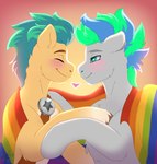 duo feral lgbt_pride love male male/male pride_colors rainbow_pride_colors six-stripe_rainbow_pride_colors fkk hasbro lgbt_pride_month mlp_g5 my_little_pony mythology fan_character hitch_trailblazer_(mlp) earth_pony equid equine horse mammal pony hi_res