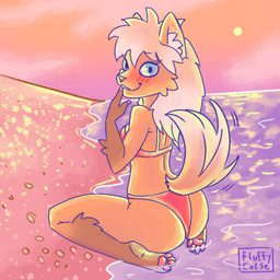 anthro beach big_butt bikini bikini_thong butt clothing female flirting happy pawpads pose smile smiling_at_viewer solo swimsuit_only swimwear tail tail_motion tailwag teasing thong two-piece_swimsuit underwear fluffycurse sunny_(fluffycurse) canid canine mammal maned_wolf 1:1 absurd_res hi_res pinup