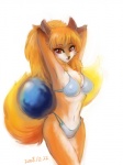 anthro bikini biped browser browser-tan chest_tuft clothed clothing female fur hair long_hair orange_hair pose raised_arm red_eyes skimpy solo standing swimwear tail tight_clothing tuft two-piece_swimsuit salihombox firefox mozilla canid canine fox mammal 2008 3:4