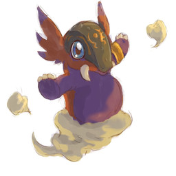 anthro armor belly blue_eyes brown_body brown_fur cloud_body fur headgear helmet male proboscis_(anatomy) slightly_chubby solo trunk_(anatomy) tusks nigreenwalker bandai_namco digimon digimon_(species) genie tapirmon 1:1 hi_res