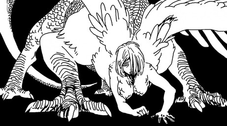 3_toes 5_fingers breasts exhausted feathered_breasts feathered_wings feathers feet female fingers front_view hair humanoid_hands looking_at_viewer medium_breasts messy_hair one_eye_obstructed scales short_hair solo tail talons tapering_tail toes wings maria_ruta delicious_in_dungeon mythology falin_touden dragon dragon_taur feathered_dragon feathered_dragon_taur feathered_scalie mythological_creature mythological_scalie scalie taur 2018 black_and_white digital_drawing_(artwork) digital_media_(artwork) monochrome