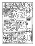anonymous_artist anthro big_blue_(usu) black_and_white bovid bovine butt butt_grab cattle comic cosmo_(byu) cougar dialogue dripping duo english_text facial_piercing felid feline flirting hand_on_butt hi_res line_art locker_room male male/male mammal mascot monochrome muscular nose_piercing nose_ring nude piercing ring_piercing screentone shower simple_background smile steam text wet