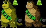 anthro anthrofied biped brown_body claws countershading duo featureless_crotch front_view green_body green_eyes long_claws male overweight sash simple_background standing transparent_background rzgmon200 ben_10 cartoon_network humungousaur upchuck_(ben_10) alien gourmand_(ben_10) hybrid scalie vaxasaurian alpha_channel digital_media_(artwork) full-length_portrait hi_res portrait reference_image