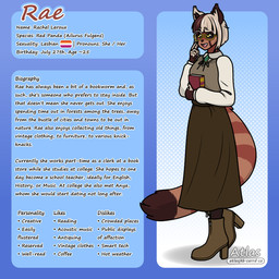 anthro biography black_sclera blonde_hair bob_cut bodily_fluids book boots bottomwear brooch brown_body brown_clothing brown_fur brown_hair clothing dipstick_tail eyewear facial_markings female footwear fur glasses hair head_markings high_heeled_boots high_heels holding_book holding_object legwear lesbian_pride_colors lgbt_pride long_skirt long_sleeve_shirt looking_up markings mask_(marking) multicolored_hair pride_colors round_glasses shoes simple_background skirt smile solo standing stockings striped_markings striped_tail stripes sweat sweatdrop tail tail_markings text topwear two_tone_hair vest yellow_eyes atlas_jkb rae_(atlas_jkb) ailurid mammal red_panda 1:1 english_text hi_res watermark