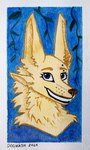 anthro blue_eyes eyebrow_piercing facial_piercing female fur ivy_(plant) multi_ear neck_tuft piercing plant smile solo tuft yellow_body yellow_fur dogwash mylar_(discreet_user) fyre_fox traditional_media_(artwork) watercolor_(artwork)