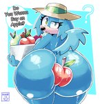 anthro apple between_butts between_cheeks big_breasts big_butt blue_body blue_fur bodily_fluids breasts butt clothed clothing female food fruit fur green_eyes hair huge_butt looking_at_viewer looking_back nude object_in_ass plant simple_background solo tail text thick_thighs wide_hips moonix_xero idw_publishing sega sonic_the_hedgehog_(comics) sonic_the_hedgehog_(idw) sonic_the_hedgehog_(series) gala_the_hound canid canine canis domestic_dog mammal 2025 absurd_res digital_media_(artwork) hi_res