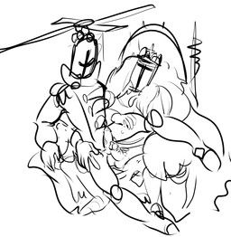 armor bodily_fluids clothing duo erection frottage genital_fluids genitals male male/male not_furry penile penis penises_touching precum sex simple_background white_background rockmanonline shovel_knight yacht_club_games king_knight propeller_knight humanoid unknown_species hi_res monochrome source_request
