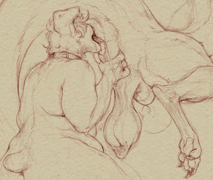 anal animal_genitalia anthro anthro_on_anthro anus backsack balls belly big_balls claws collar collar_only digitigrade duo faceless_anthro faceless_character faceless_male genitals licking lying male male/male male_anthro nude nude_anthro nude_male on_front open_mouth oral pawpads paws perineum perineum_grab rear_view rimming saggy_balls semi-anthro sex sheath short_tail simple_background submissive submissive_anthro submissive_male tail tail_anus thick_thighs toe_claws tongue tongue_out yellow_background blushing_yokai tobias_weatherby canid canine canis domestic_dog mammal guide_lines sketch