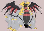 2023 altered_forme_giratina ambiguous_gender big_butt black_body black_sclera black_wings blush blush_lines butt digital_media_(artwork) embarrassed feral generation_4_pokemon giratina grey_body grey_tail hexapod huge_butt kaizocns legendary_pokemon multicolored_body nintendo nude pokemon pokemon_(species) red_body red_eyes red_spikes solo spiked_wings spikes spikes_(anatomy) tail thick_thighs three-quarter_view wings yellow_body