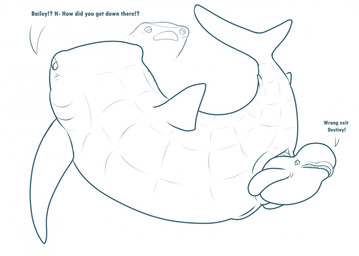 accidental_vore anal anal_vore anus duo female female_pred feral feral_pred feral_prey full_tour genitals male male_prey mismatched_genitalia safe_vore simple_background text vore vulva white_background flippin-rad disney finding_dory finding_nemo pixar bailey_(finding_dory) destiny_(finding_dory) aquatic beluga carpet_shark cetacean fish mammal monodontid shark toothed_whale whale_shark 2024 blue_and_white english_text hi_res monochrome story story_in_description